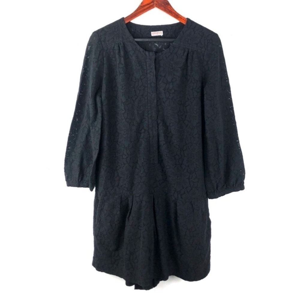 Organic John Patrick romper black floral lace medium
